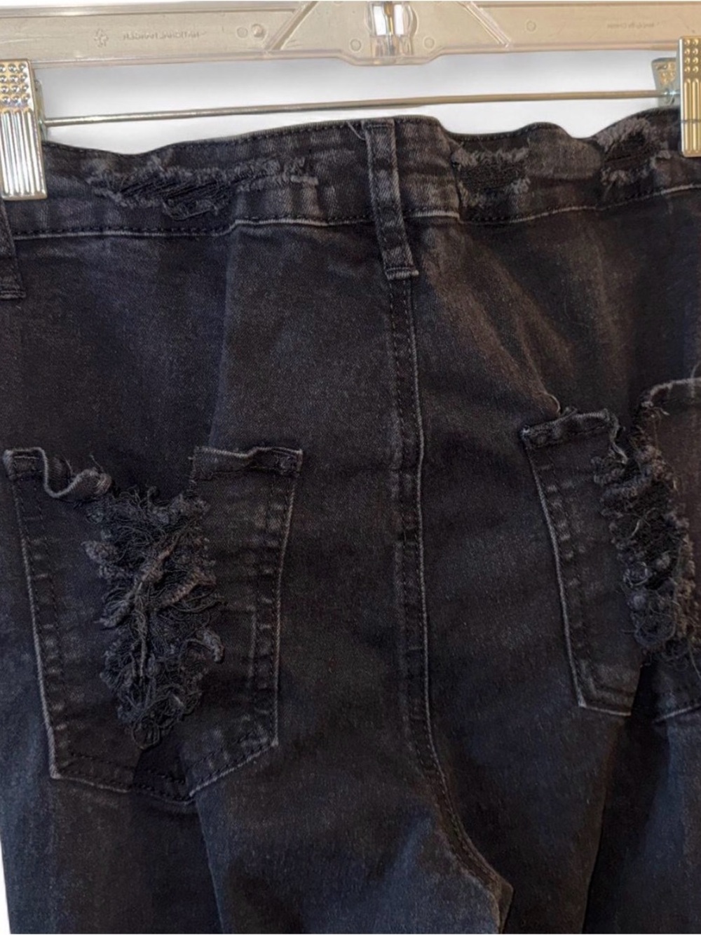 Y2K Vintage Black Distressed Wide Flare Jeans Size 11 (M/L) - Picture 6 of 7